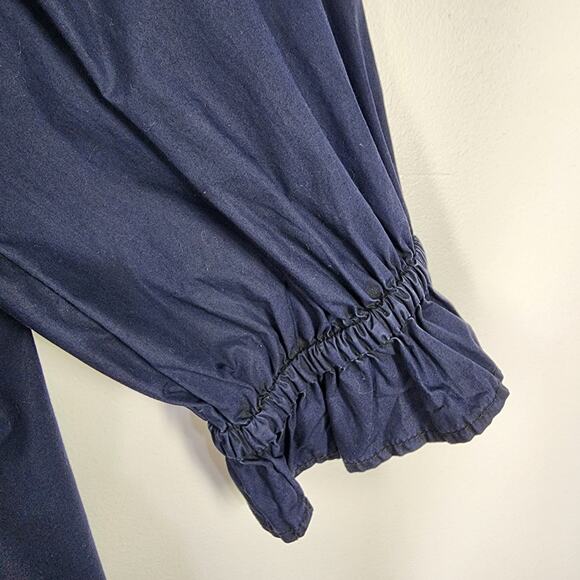 Chico’s Womens Poplin Pintuck Shirt Navy Blue 3/4 Sleeve Button Size 3 US 16 - Picture 6 of 9